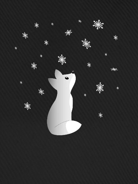 Ein Süßer Schneefuchs Beobachtet Schneeflocken
