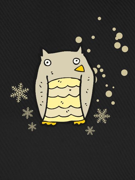 Herzige Eule mit Schneeflocken