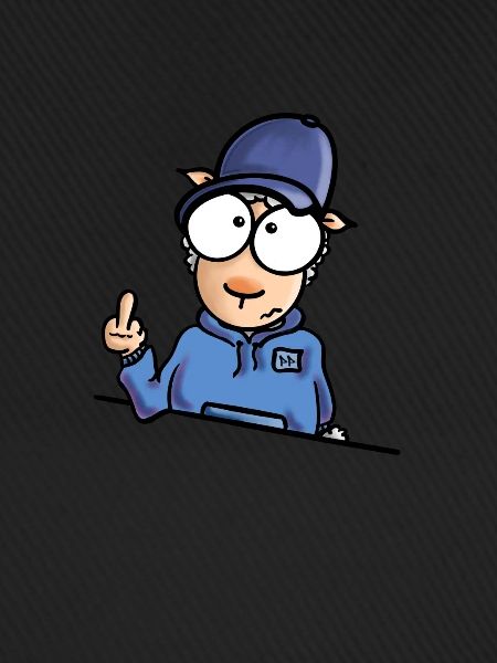 Schaf mit Cap Mittelfinger
