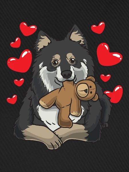 Finnischer Lapphund mit Kuscheltier