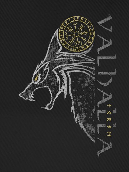 Valhalla Wolf Vegvisir Wikinger Runenkompass