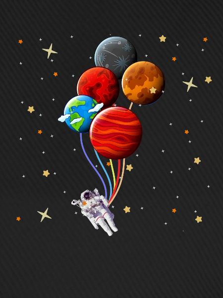 Astronaut Planets Balloons Space Astronomy