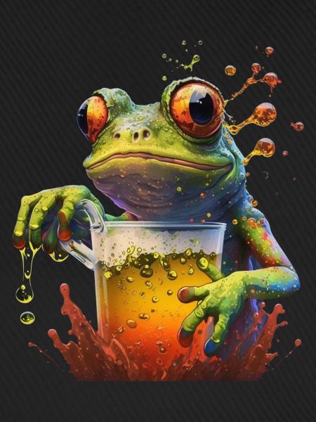 Grosses Glas Bier mit Frosch