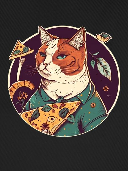 katze mit Pizzastücken