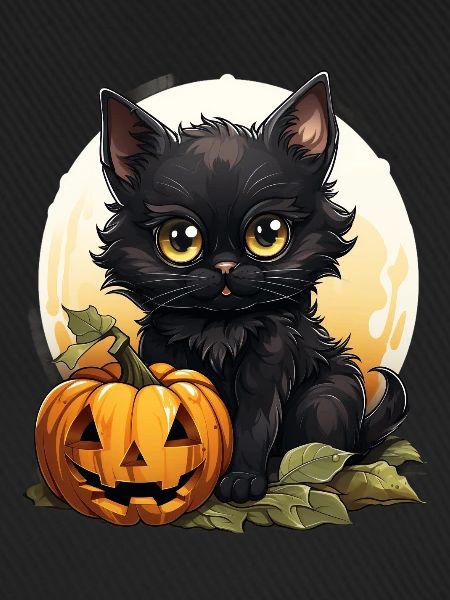 Black Cat Halloween Pumpkin - Cat