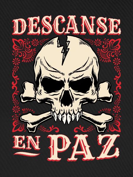 Totenkopf, Crossbones Knochen Spruch Rest-In-Peace