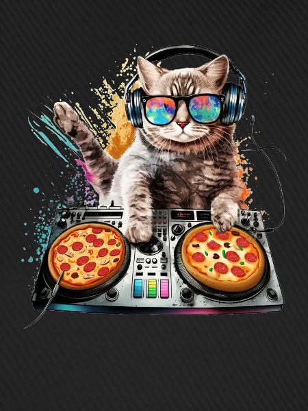 Weltraum Katze Pizza Discjockey - Interstellar