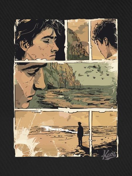 Comic der Einsamkeit am Strand