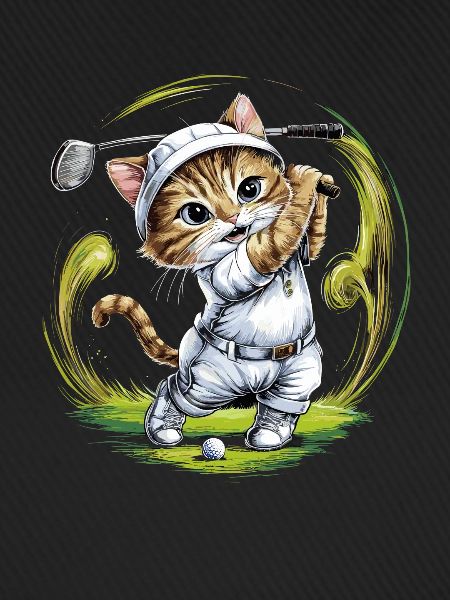 Niedliche Katze spielt Golf