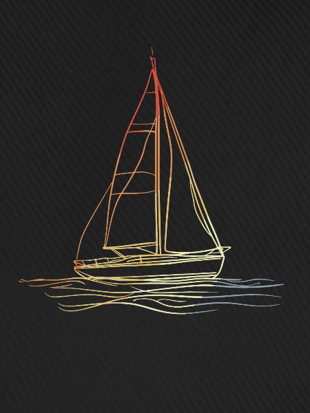 Retro Segelboot Line Art