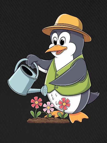 Pinguin Gartenliebe Gärtner Gartenglück