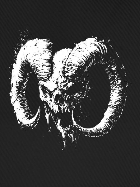 Dämonenschädel mit Widderhörnern – Dark Art