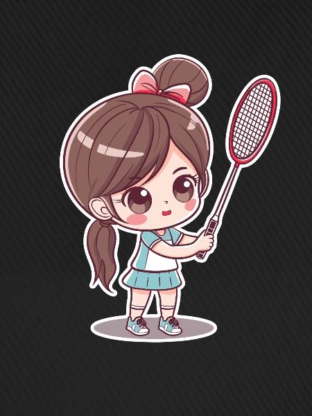Badmintonspielerin Comic