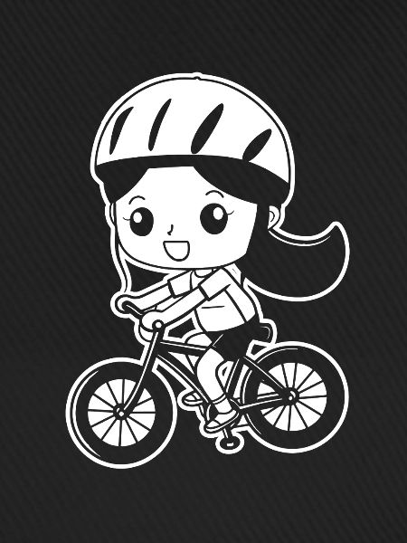Radfahrerin Comic Stil