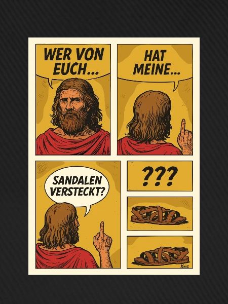 Comic-Jesus sucht Sandalen