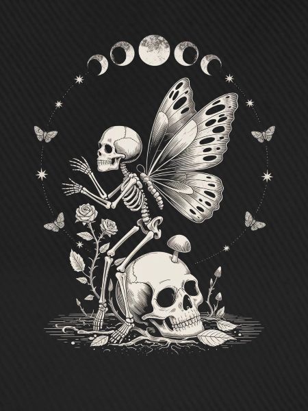 Gothic Skelett Fee mit Mondphasen