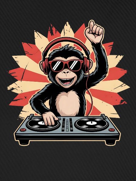 Affe DJ im Sonnenkreis