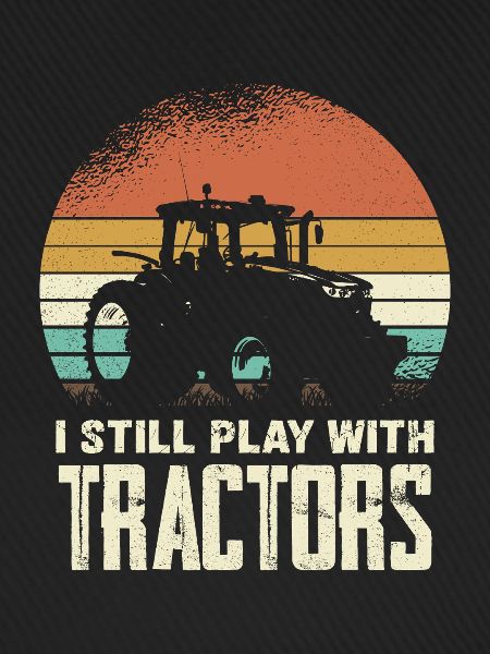 Retro Traktor Silhouette mit Schrift