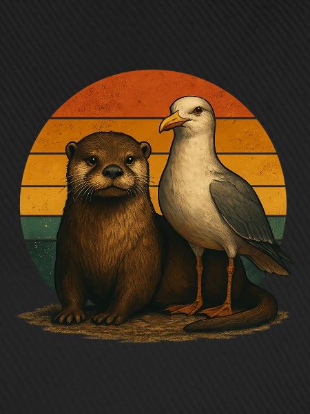 Otter Möwe Retro Tierfreunde