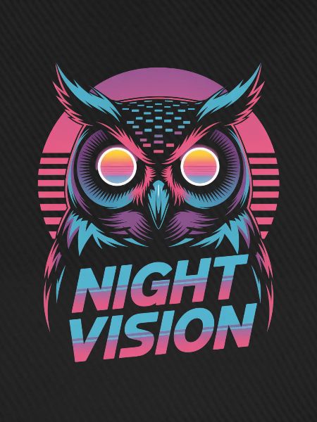 Night Vision Eule Retro Synthwave Nacht