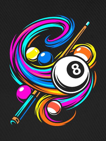 Billard Kugeln und Queue