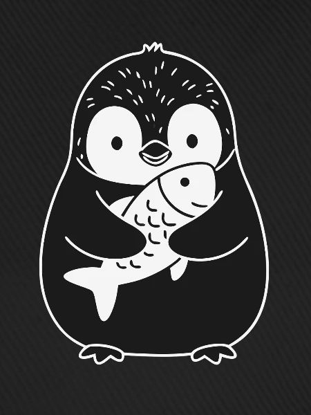 Süßer Pinguin Mit Fisch