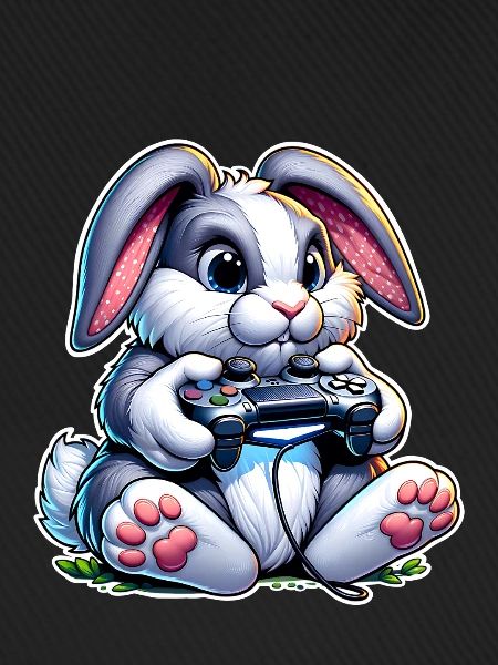 Gamer Hase mit Controller