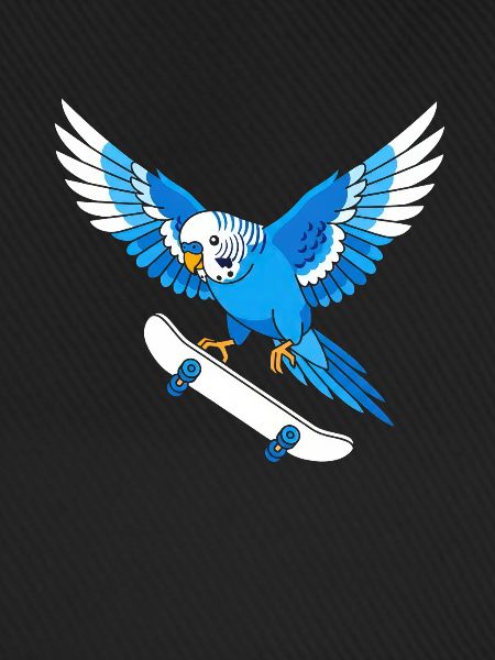 Blauer Papagei auf Skateboard