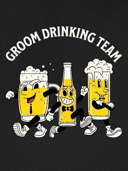 Retro-Bräutigam-Trinkteam