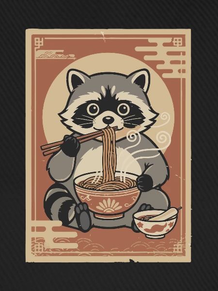 Waschbär Nudeln Ramen Anime