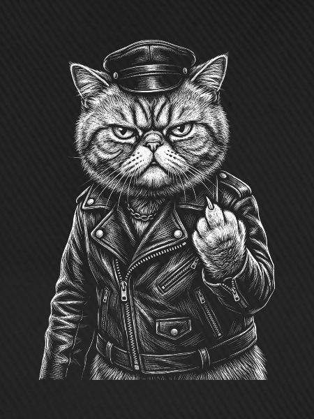 Grimmiger Katzen-Bikerlook