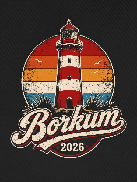 Borkum Leuchtturm 2026 Retro
