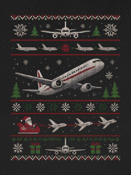 Weihnachtspullover mit Flugzeugmotiv