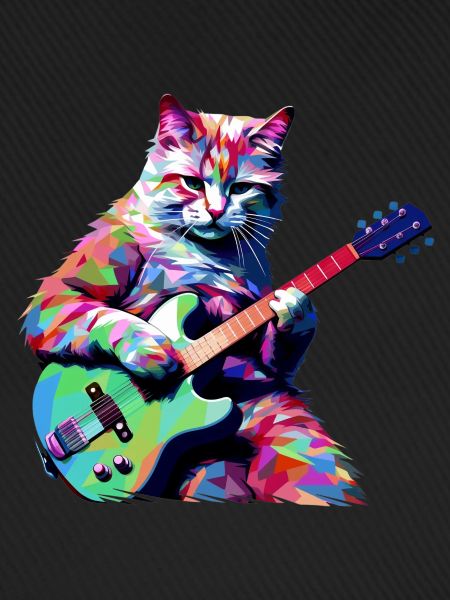 Katze spielt Gitarre