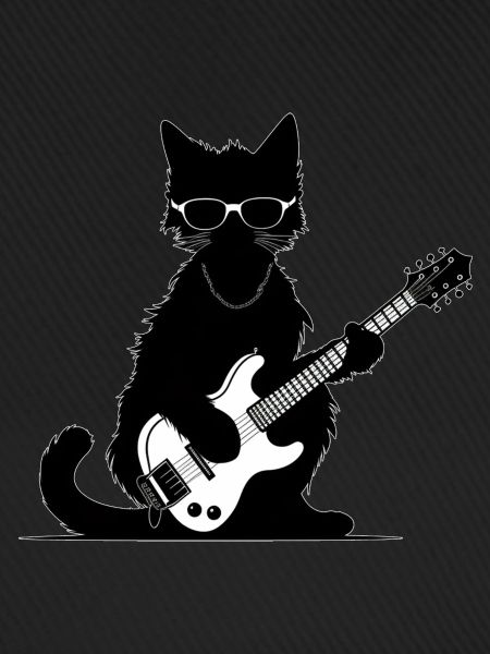 Katze spielt Gitarre
