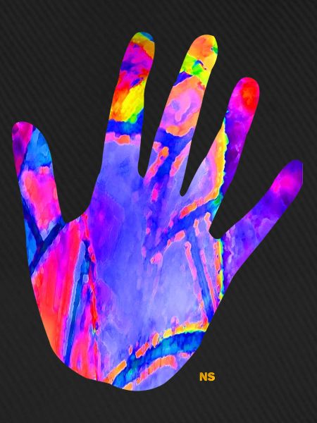 Bunte Neon Hand