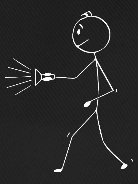 Strichmännchen mit Taschenlampe