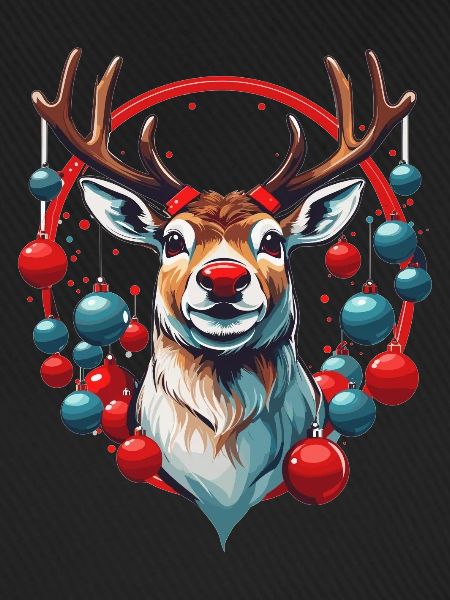 Rentier mit Weihnachtskugeln