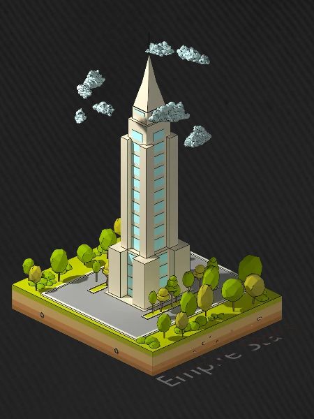 Geometrisches Low-Poly-Empire-Gebäude