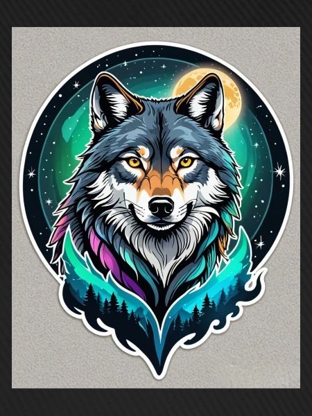 Aurora-Wolf im Mondlicht