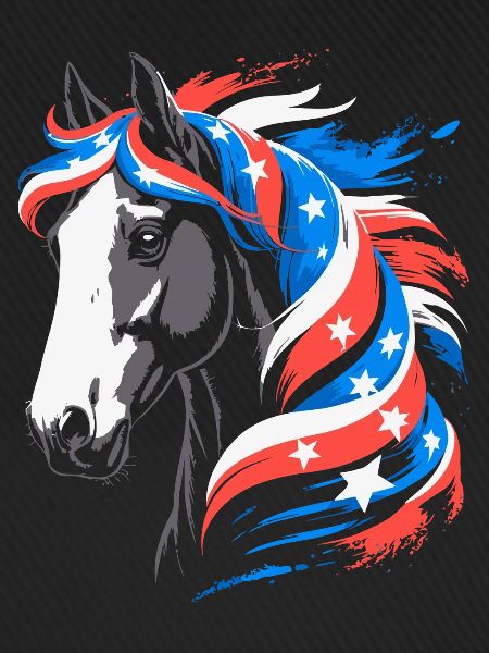 Patriotisches Pferd mit Sternenmähne