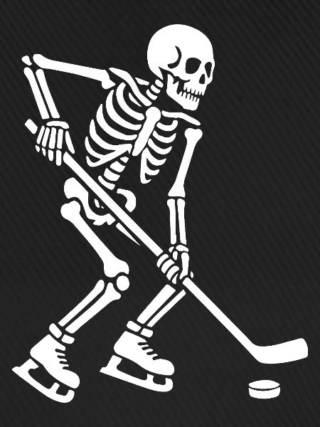 Skeleton spielt Hockey