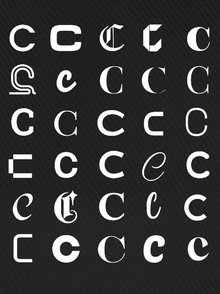 Typografie C-Glyphen-Monogramm-Satz