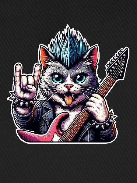 Katze Rock and Roll Gitarrist