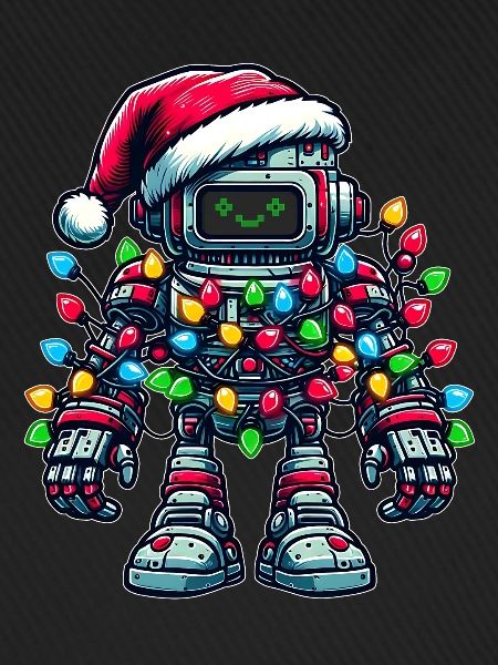 Roboter Robotertechnik Weihnachtsmütze Xmas