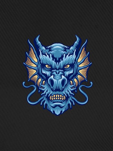 Blaues Angry Dragon Head Logo