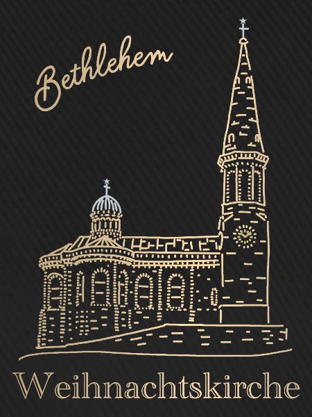 Weihnachtskirche Bethlehem Handzeichnung
