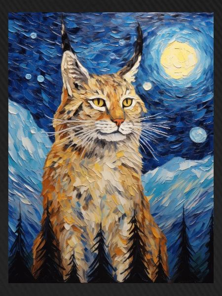 luchs, van gogh, sternennacht, tier