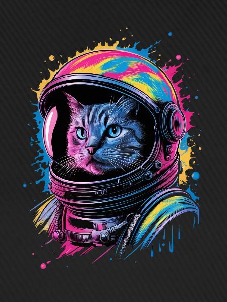Weltraumkatze Mit Buntem Helm