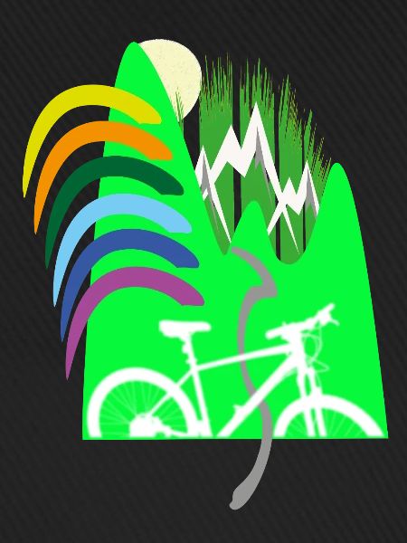 Fahrradpfad Berge Regenbogen